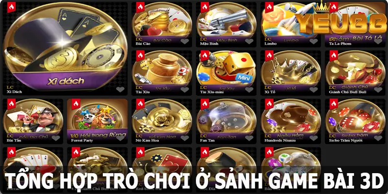 Top những game bài không thể bỏ lỡ tại sòng bài Yeu88