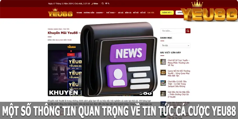 Một số thông tin quan trọng về tin tức cá cược Yeu88